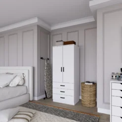 Vaatekaappi Linento Furniture Easy 58, mattavalkoinen