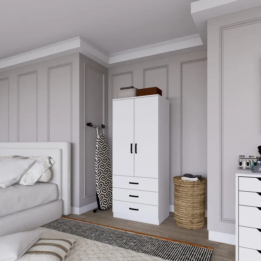 Vaatekaappi Linento Furniture Easy 58, mattavalkoinen