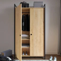 Vaatekaappi Linento Furniture L614, 100x180cm, ruskea