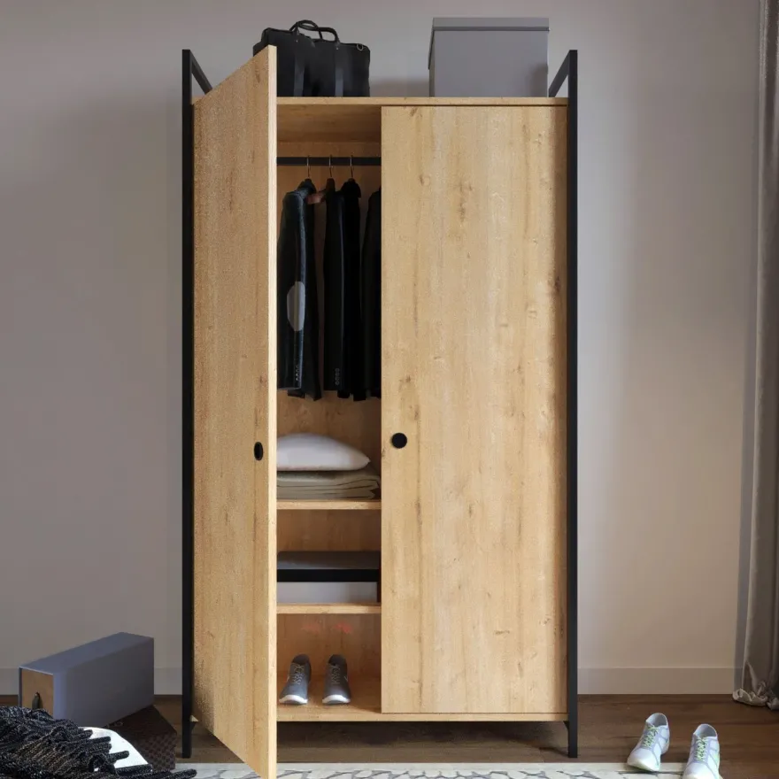 Vaatekaappi Linento Furniture L614, 100x180cm, ruskea