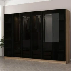 Vaatekaappi Linento Furniture Kale 210x270cm 4 vetolaatikkoa eri värejä