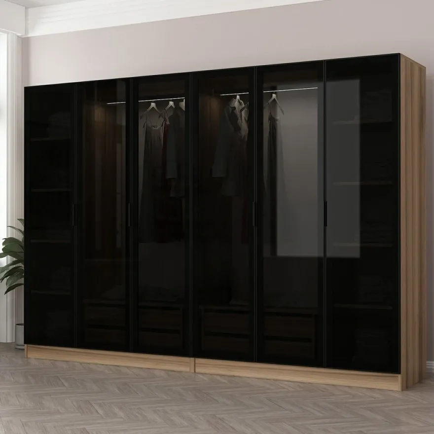 Vaatekaappi Linento Furniture Kale 210x270cm 4 vetolaatikkoa eri värejä