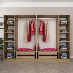 Vaatekaappi Linento Furniture Kale 210x270cm 4 vetolaatikkoa eri värejä