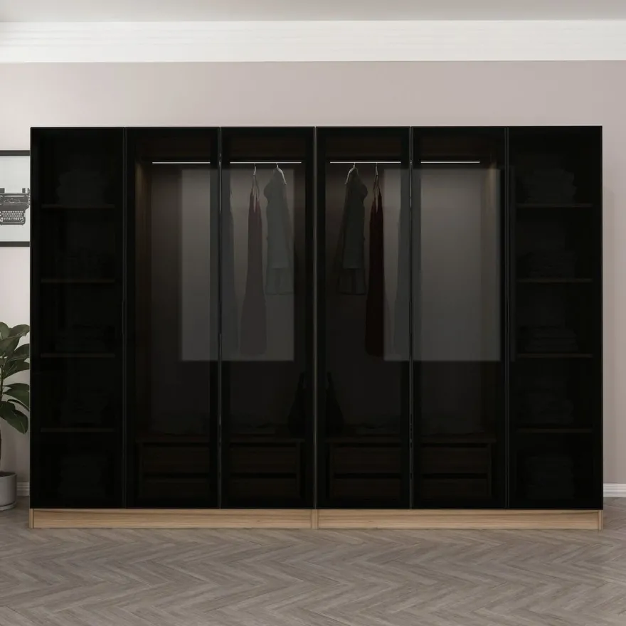 Vaatekaappi Linento Furniture Kale 210x270cm 4 vetolaatikkoa eri värejä
