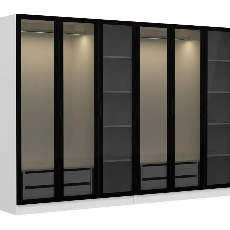 Vaatekaappi Linento Furniture Kale 210x270cm 4 vetolaatikkoa eri värejä