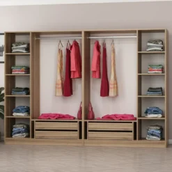 Vaatekaappi Linento Furniture Kale 210x270cm 4 vetolaatikkoa eri värejä