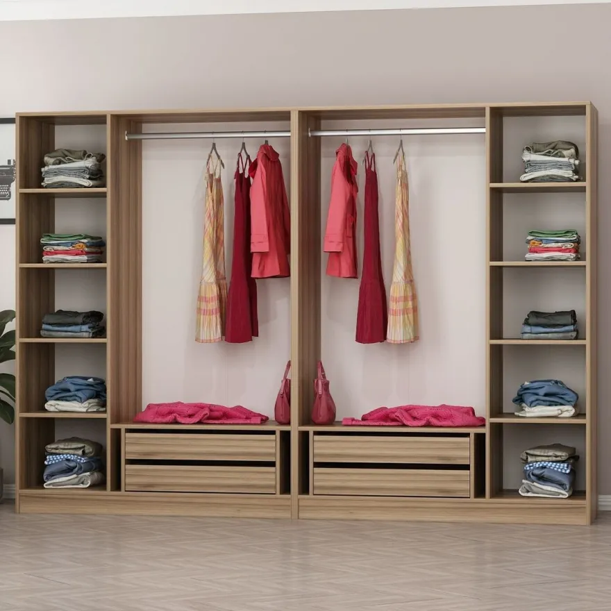 Vaatekaappi Linento Furniture Kale 210x270cm 4 vetolaatikkoa eri värejä
