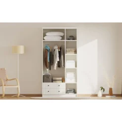 Vaatekaappi Linento Furniture Rb-185-01, 105x210cm, mattavalkoinen