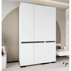 Vaatekaappi Linento Furniture Floransa 135 V2, 135x210cm, valkoinen/antrasiitti