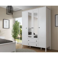 Vaatekaappi Linento Furniture FRN-20012, 140x194.8cm, valkoinen