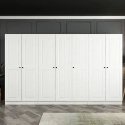 Vaatekaappi Linento Furniture Kale Mebran 4776 210x315cm valkoinen