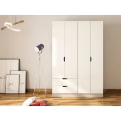Vaatekaappi Linento Furniture Rb-156, 120x180cm, mattavalkoinen