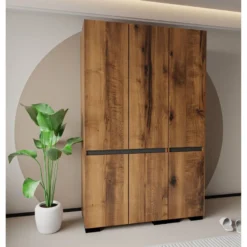 Vaatekaappi Linento Furniture Floransa 135 V3, 135x210cm, ruskea/antrasiitti