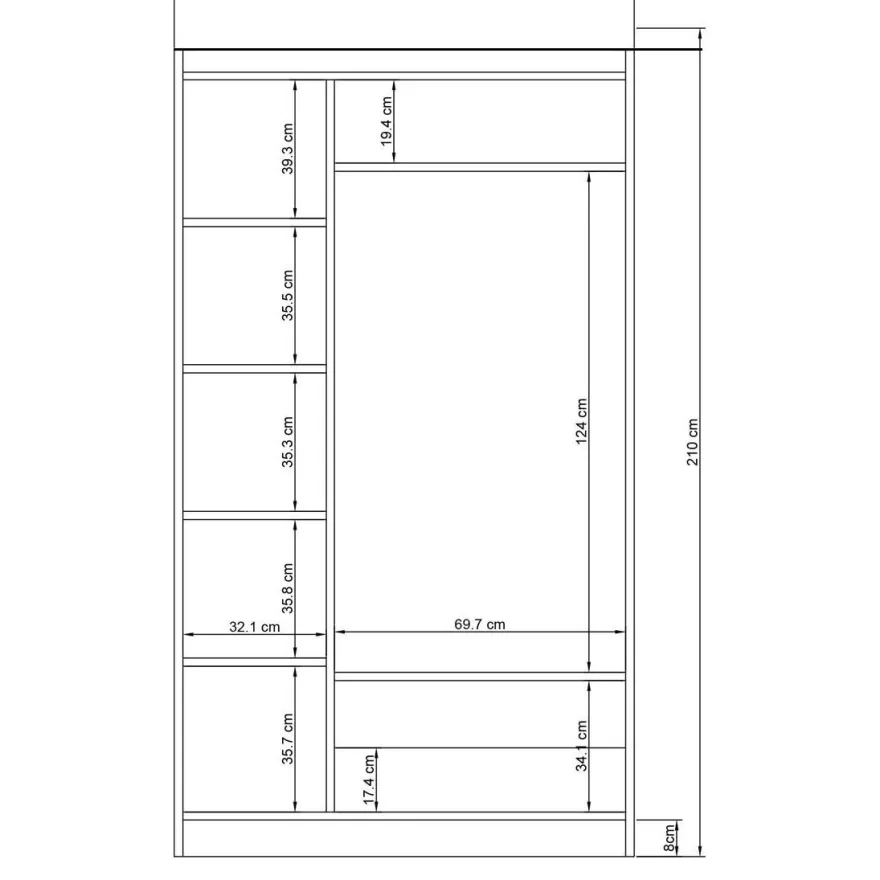 Vaatekaappi Linento Furniture Lavinia 1053 105cm valkoinen