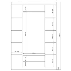 Vaatekaappi Linento Furniture Bahar 654 140cm valkoinen