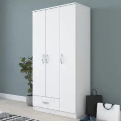 Vaatekaappi Linento Furniture BA102 1867, 90cm, valkoinen