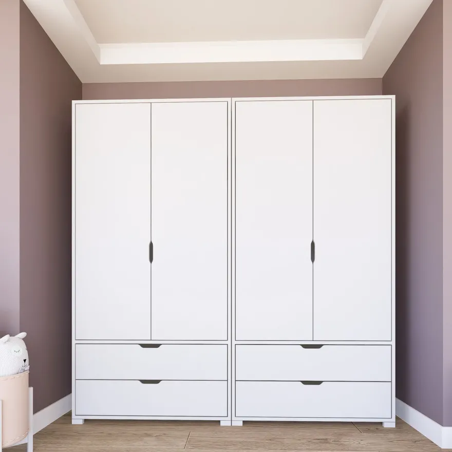 Vaatekaappi Linento Furniture Duru 022, mattavalkoinen