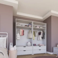Vaatekaappi Linento Furniture Duru 022, mattavalkoinen