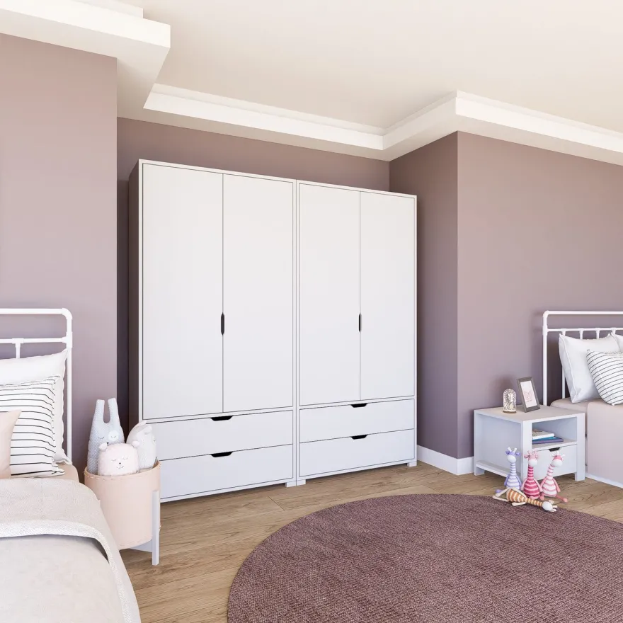 Vaatekaappi Linento Furniture Duru 022, mattavalkoinen