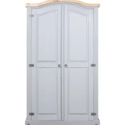 Vaatekaappi Meksikon mänty, Corona-sarja, 2 ovea, harmaa, 52cm