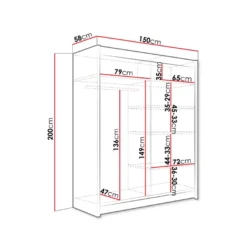 Vaatekaappi WESTA / PRESTO XII, eri värivaihtoehtoja