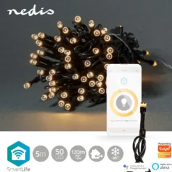 Valoketju Nedis SmartLife Wifi LED, 5m, 50-lamppua, lämminvalkoinen