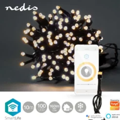 Valoketju Nedis SmartLife Wifi LED, 10m, 100-lamppua, lämminvalkoinen