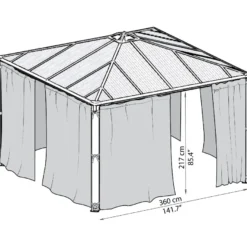 Verhosetti Palram-Canopia Palermo paviljonkiin, harmaa