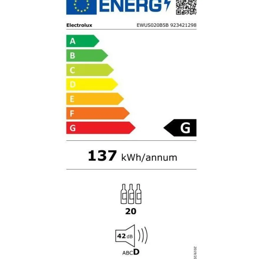 Viinikaappi Electrolux 500 EWUS020B5B, 29.5cm, 1 lämpötila-alue, integroitava, musta