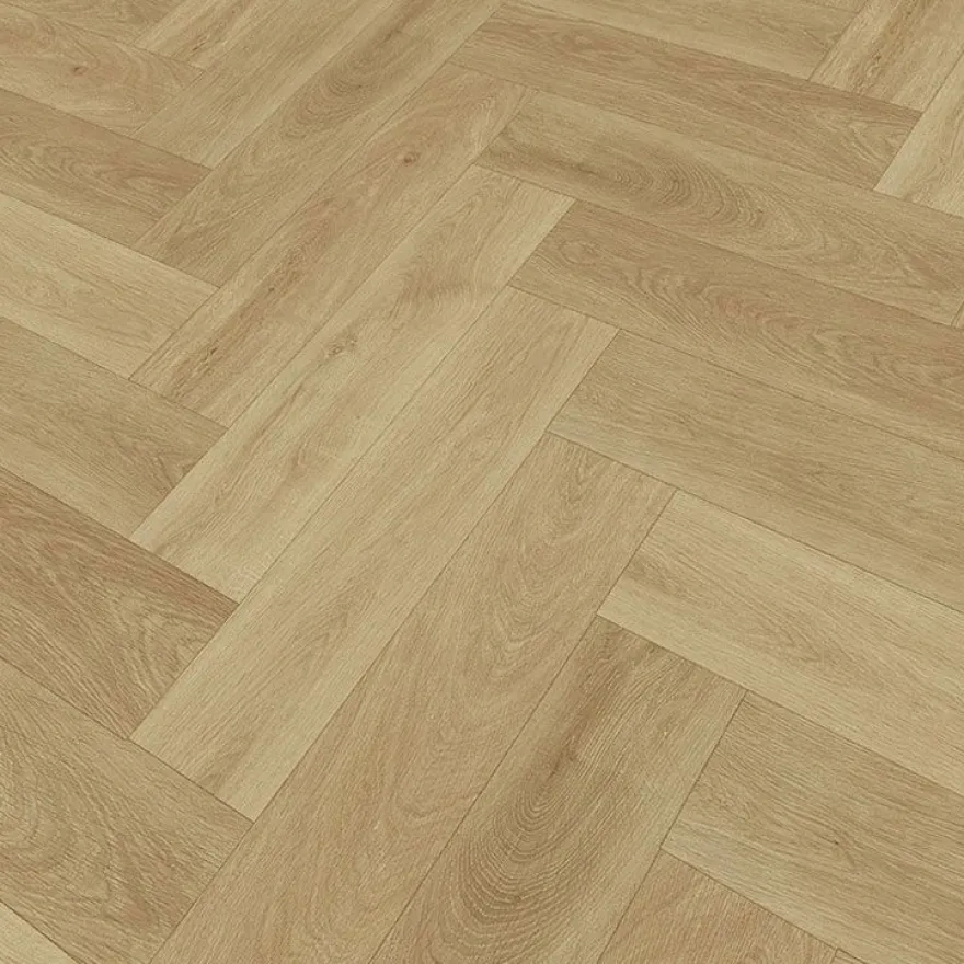 Vinyylilankku Check Floors Check One Herringbone 2074H Prenzlau Oak, vaaleanruskea, integroitu askeläänieriste