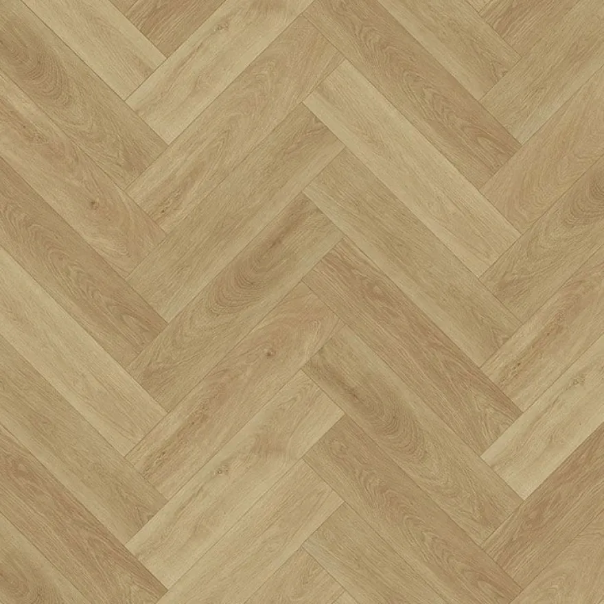 Vinyylilankku Check Floors Check One Herringbone 2074H Prenzlau Oak, vaaleanruskea, integroitu askeläänieriste