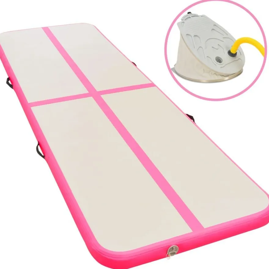 Voimistelumatto, täytettävä, pumpulla 300x100x10cm, PVC, pinkki