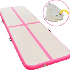 Voimistelumatto, täytettävä, pumpulla, 800x100x10cm, PVC, pinkki