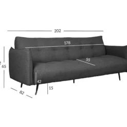 Vuodesohva Home4You LANDER 3-istuttava, tummanharmaa