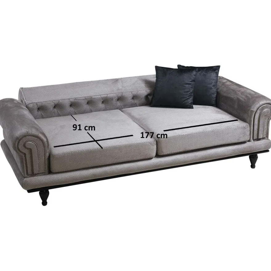 Vuodesohva Linento Furniture Polyanna, 3-istuttava, harmaa