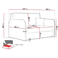 Vuodesohva VIVA LOFT II, 2-istuttava, eri värivaihtoehtoja