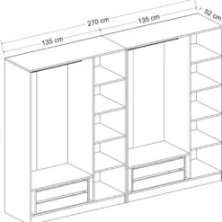 Walk-in closet Linento Furniture Kale 4940 190x270cm antrasiitti