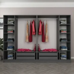 Walk-in closet Linento Furniture Kale 4940 190x270cm antrasiitti