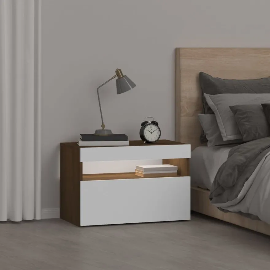 Yöpöytä LED-valoilla, 60x35x40cm, eri pakkauskokoja ja värejä