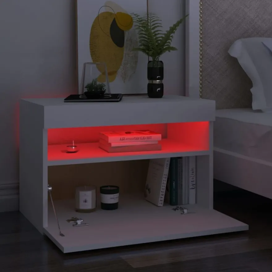 Yöpöytä LED-valoilla, 60x35x40cm, eri pakkauskokoja ja värejä