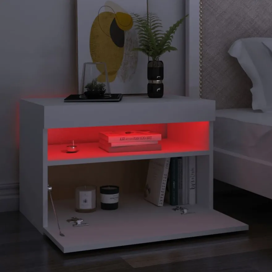 Yöpöytä LED-valoilla, 60x35x40cm, eri pakkauskokoja ja värejä