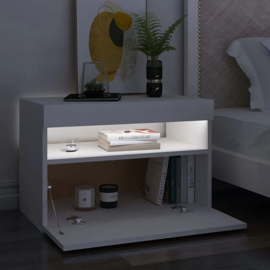Yöpöytä LED-valoilla, 60x35x40cm, eri pakkauskokoja ja värejä