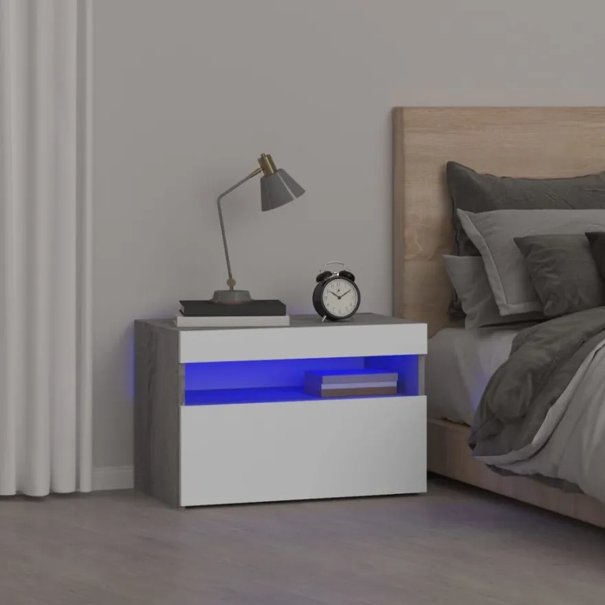 Yöpöytä LED-valoilla, 60x35x40cm, eri pakkauskokoja ja värejä