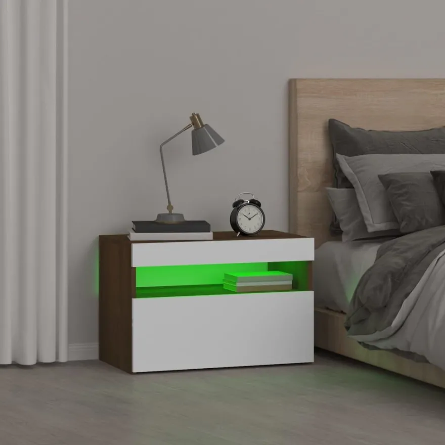 Yöpöytä LED-valoilla, 60x35x40cm, eri pakkauskokoja ja värejä