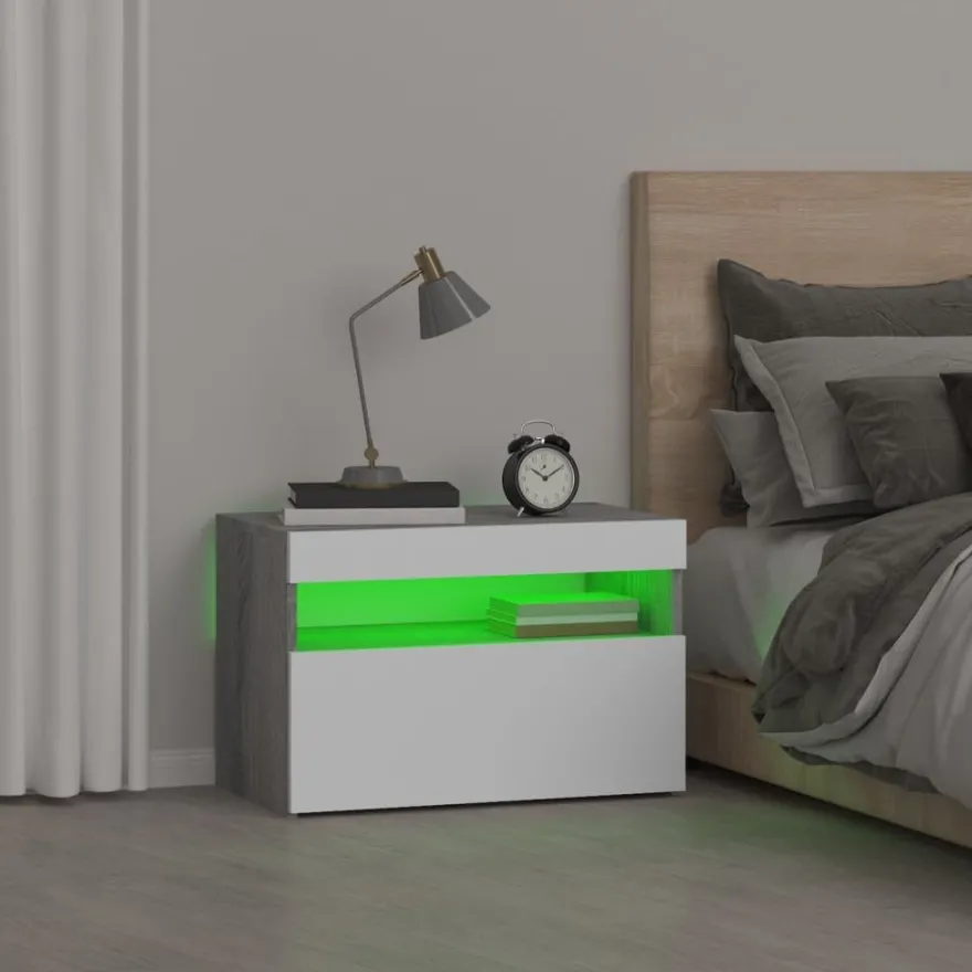 Yöpöytä LED-valoilla, 60x35x40cm, eri pakkauskokoja ja värejä