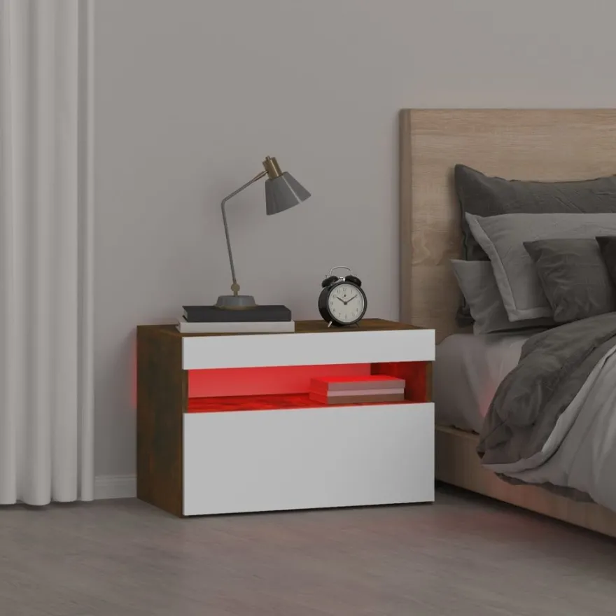 Yöpöytä LED-valoilla, 60x35x40cm, eri pakkauskokoja ja värejä