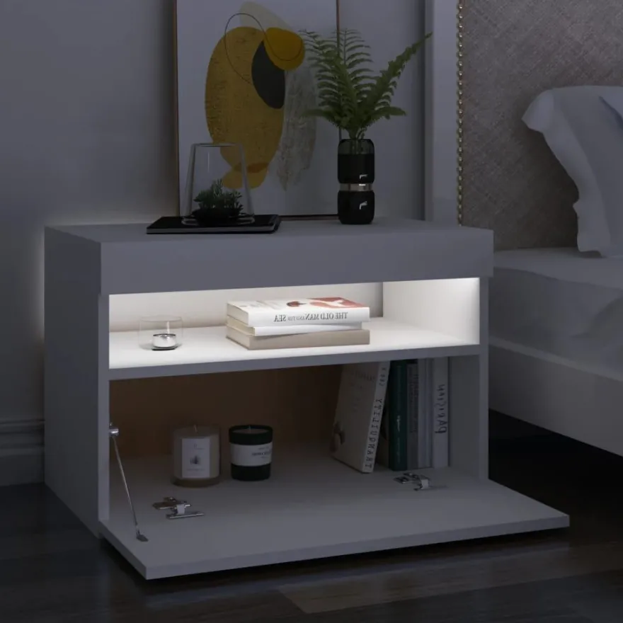Yöpöytä LED-valoilla, 60x35x40cm, eri pakkauskokoja ja värejä