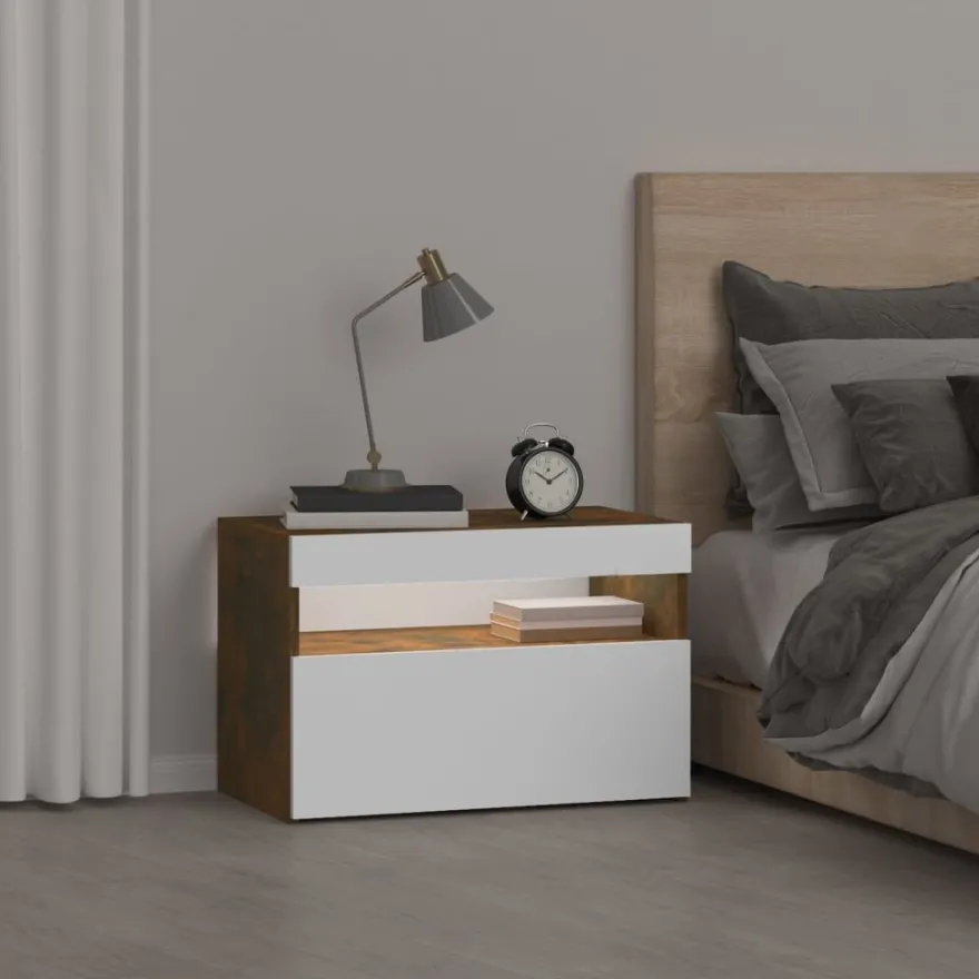 Yöpöytä LED-valoilla, 60x35x40cm, eri pakkauskokoja ja värejä