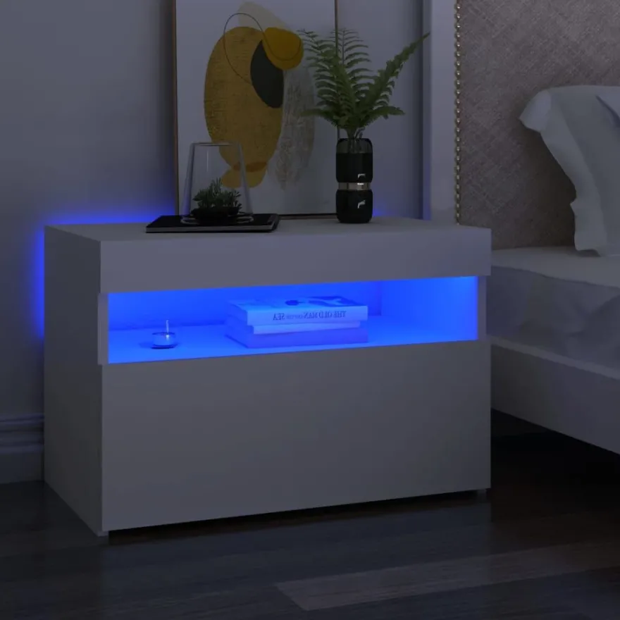 Yöpöytä LED-valoilla, 60x35x40cm, eri pakkauskokoja ja värejä