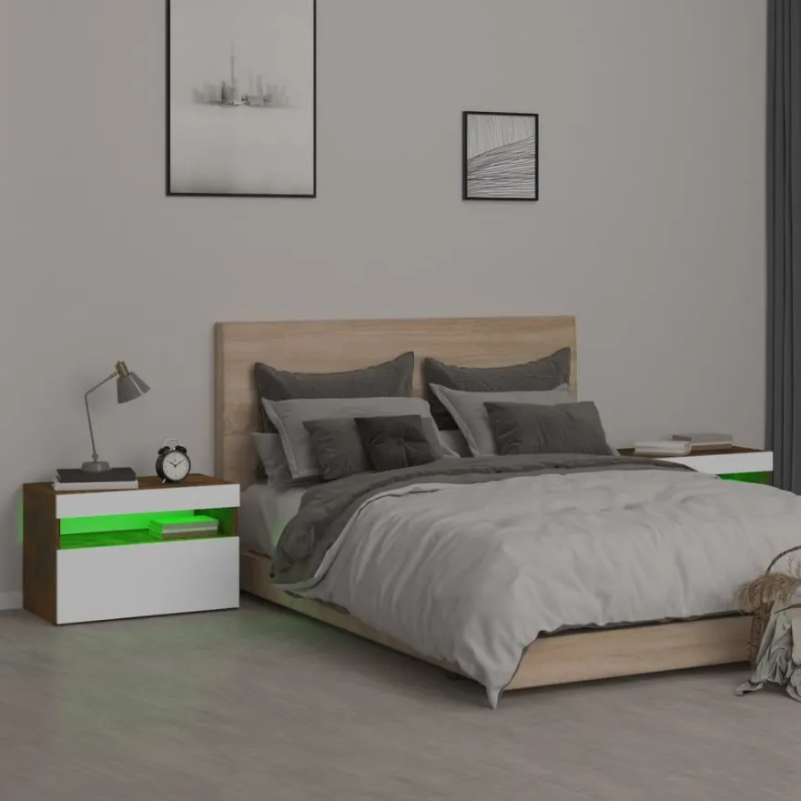 Yöpöytä LED-valoilla, 60x35x40cm, eri pakkauskokoja ja värejä
